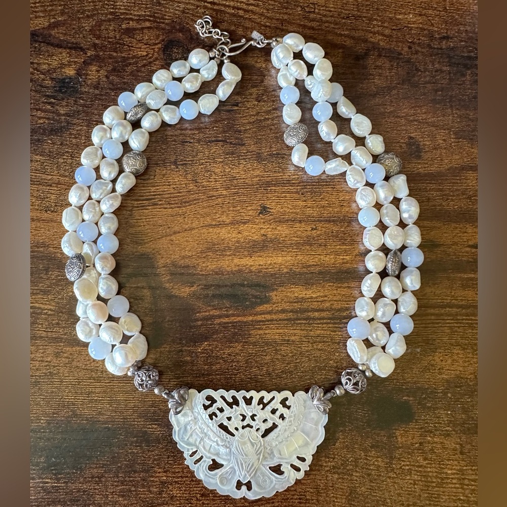 QVC Artisan Crafted Sterling Silver 925 Bead Cultured Freshwater Pearl Necklace
